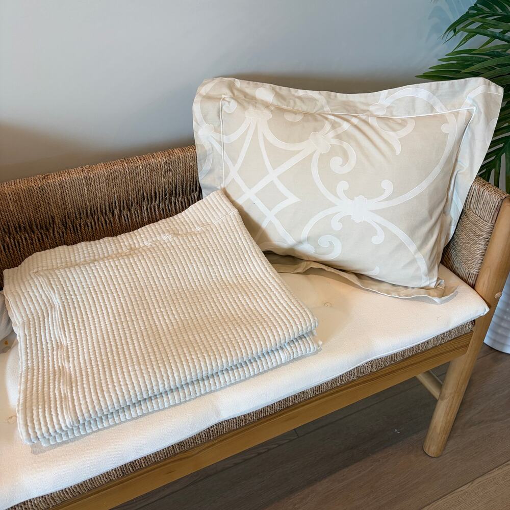 Yves Delorme LOT 4 Off-White, Ivory Pillow Shams, Lumbar Pillow Made in Paris